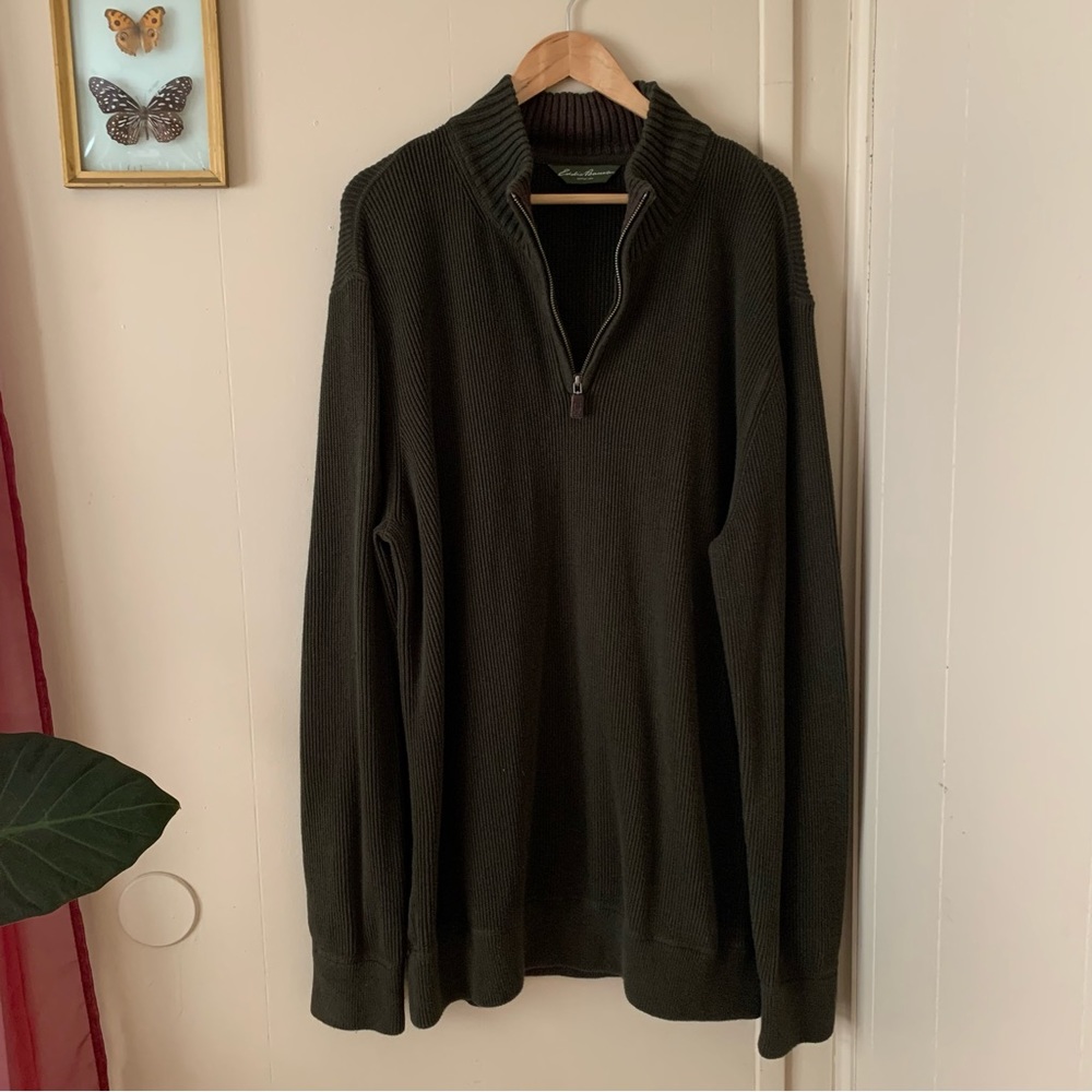 Eddie Bauer Quarter Way Zipper Sweater in Dark Olive Green Size 3XLT